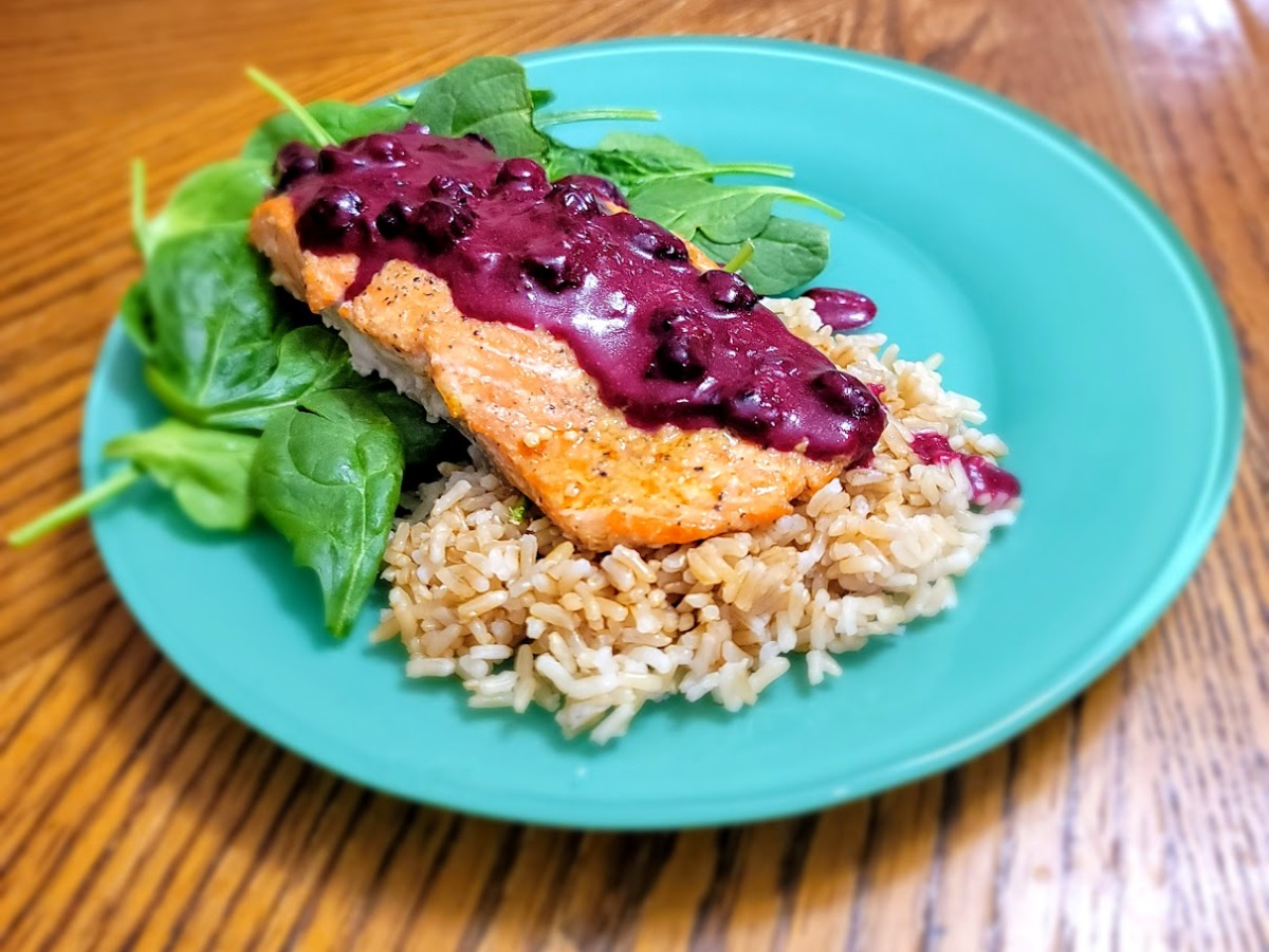 Salmon in Blueberry Sauce